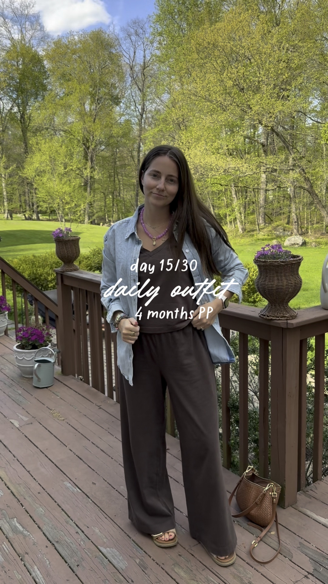 Postpartum approved outfit! It’s all on sale!! 
Wearing size small in top 
Wearing size medium in bottoms (could’ve done small!)
Wearing size small in denim shirt 


#LTKootd #LTKmomlife #LTKSaleAlert