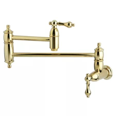 Restoration 1.8 GPM Wall Mounted Double Handle Kitchen Pot Filler with Metal Handles | Build.com, Inc.