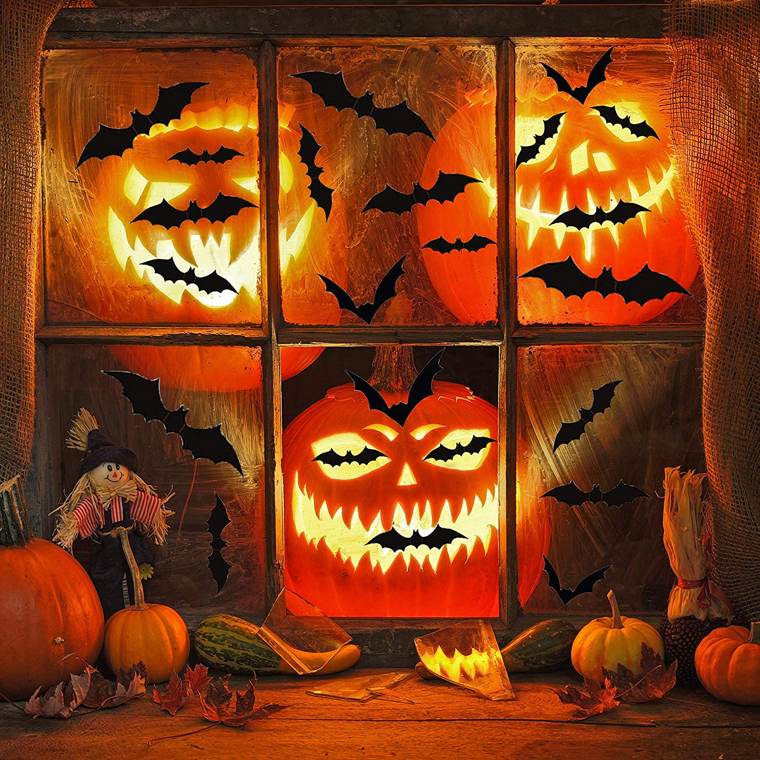 36 PCS Halloween 3D Bats Decoration for Home 4 Different Sizes Realistic PVC Scary Bat Wall Decal... | Walmart (US)