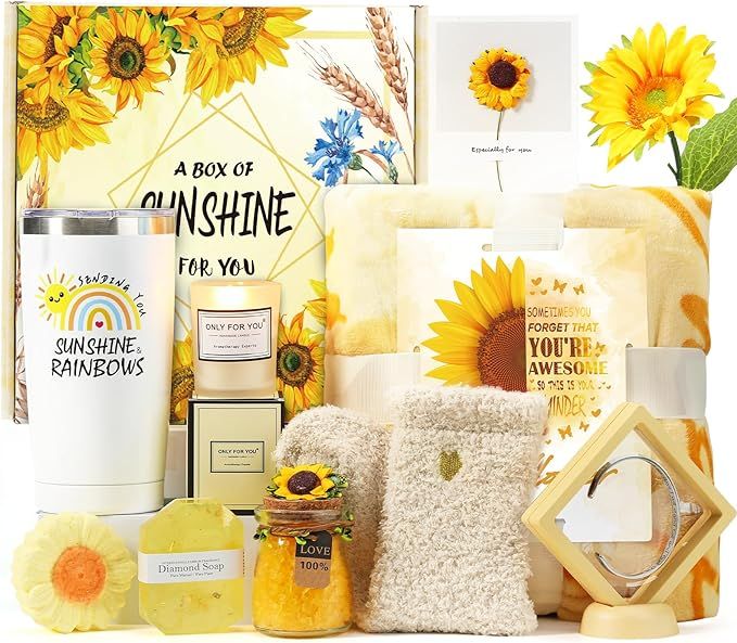 Sending Sunflower Gifts, Sunshine Gifts for Women, Care Package, Birthday Gifts Box, Unique Holid... | Amazon (US)