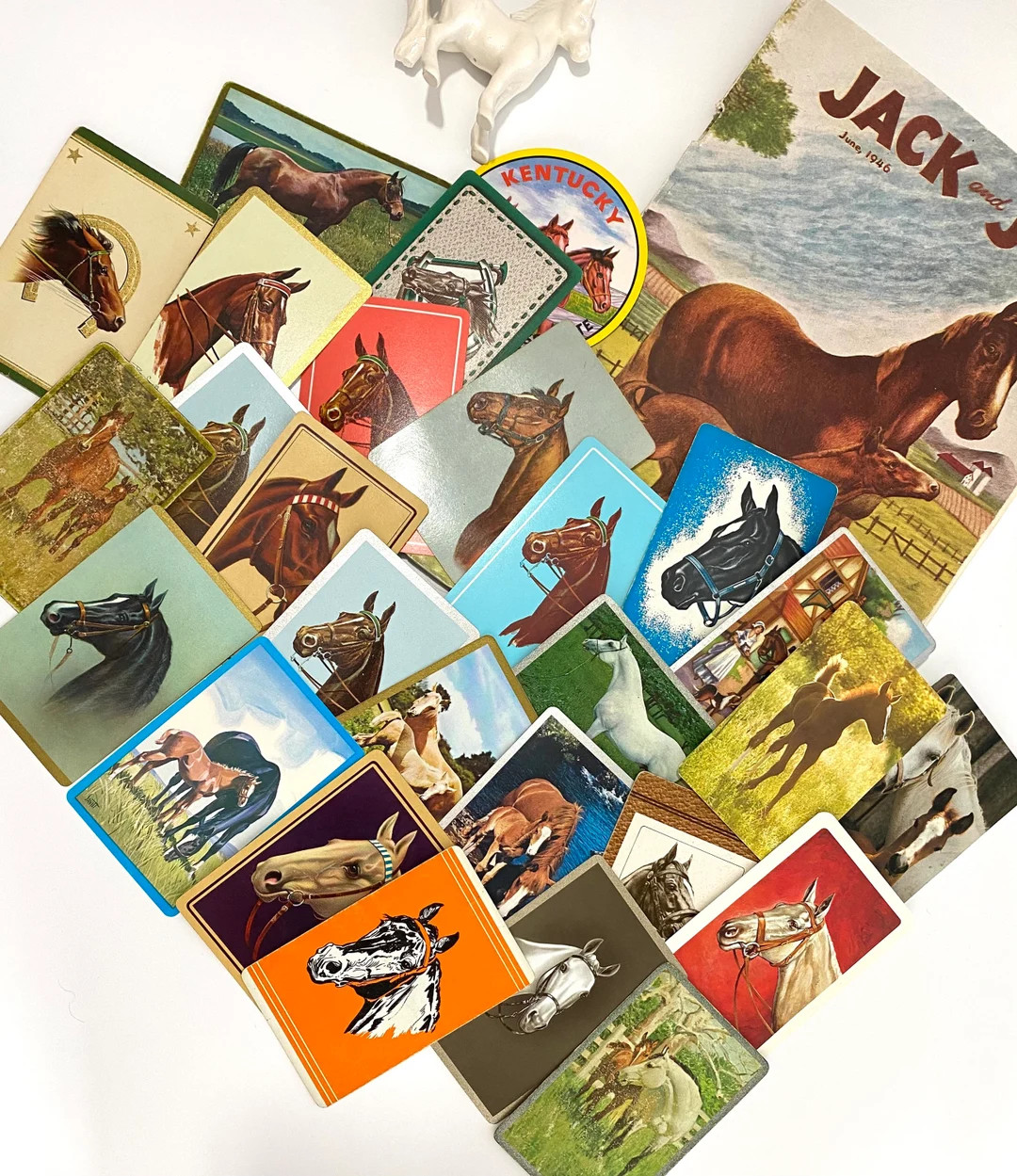24 Single Vintage Horse Playing Cards Derby Preakness Belmont Western English Pony Saddle Thoroug... | Etsy (US)