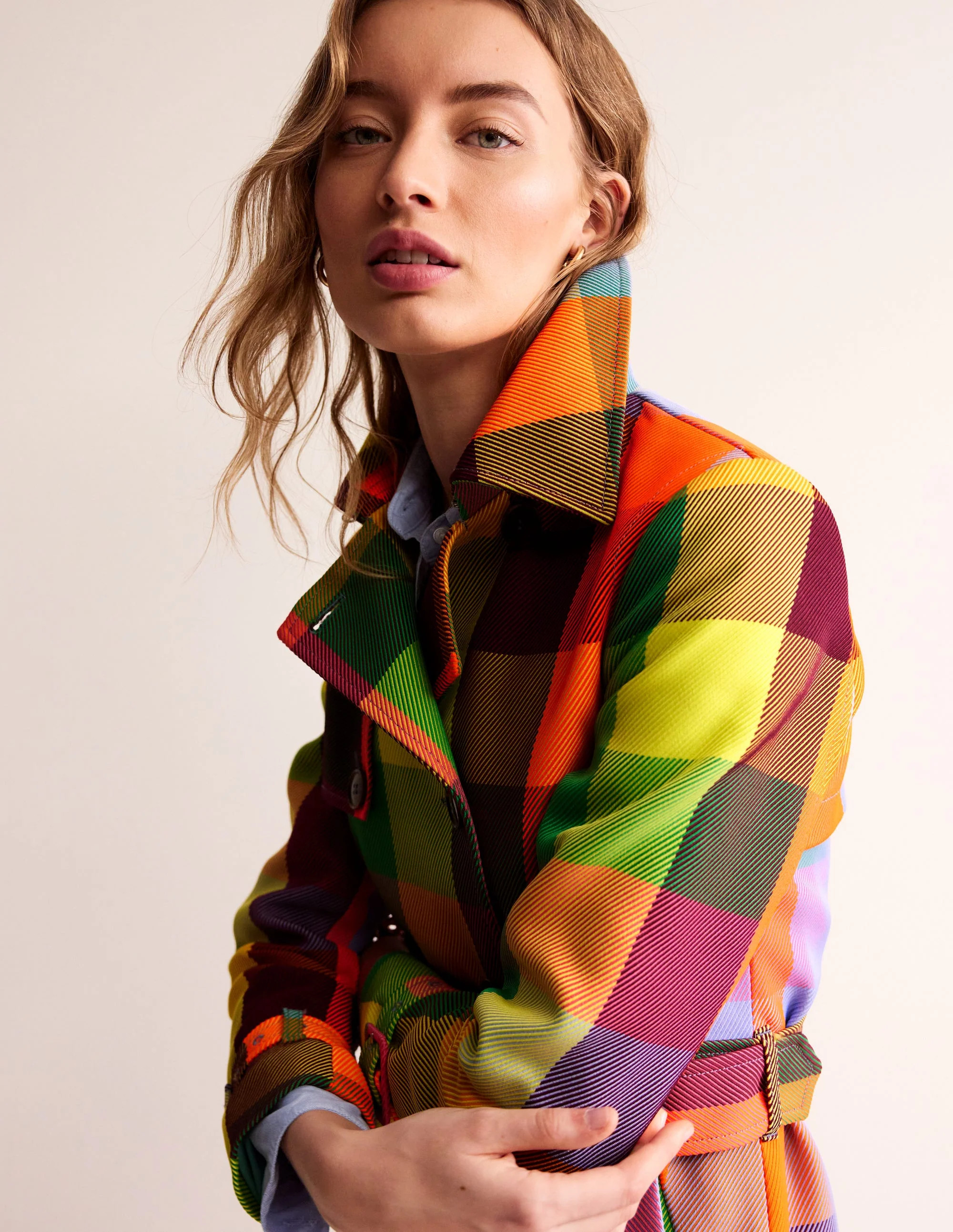 Neon Belted Trench Coat-Check | Boden (US)