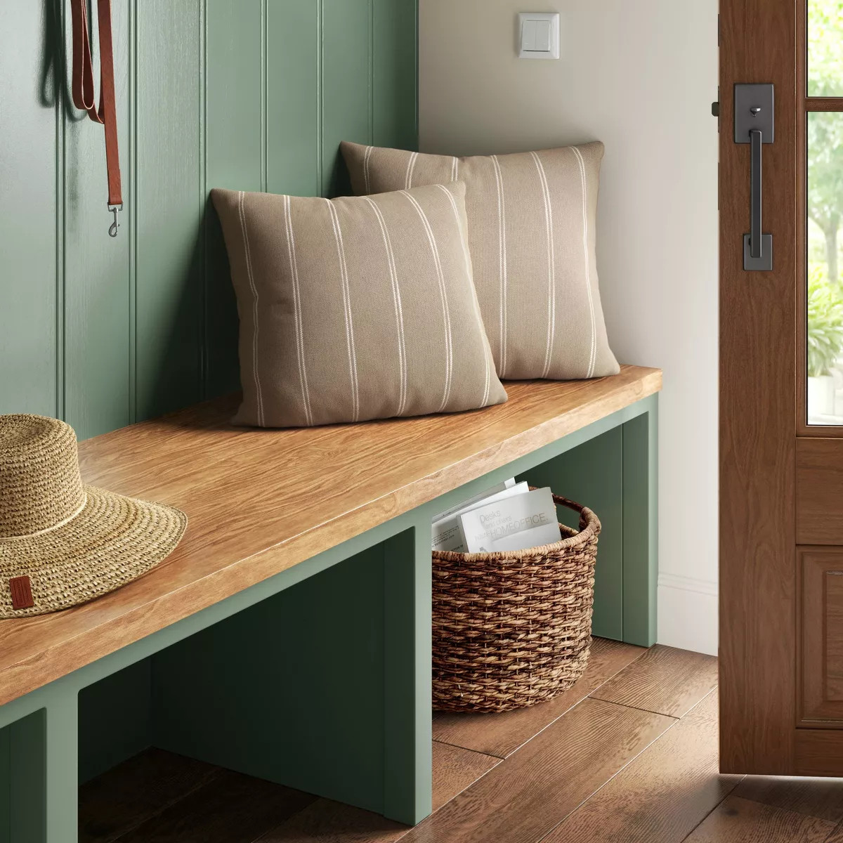 2pk Square Cotton Woven Stripe Throw Pillows Neutral/Ivory - Threshold™ | Target