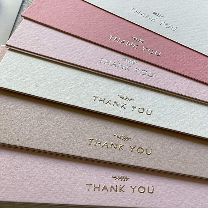 RUN2PRINT (36 Pack Thank You Cards With Envelopes & Foil Stickers - Elegant Dusty Pink Emboss Gol... | Amazon (US)