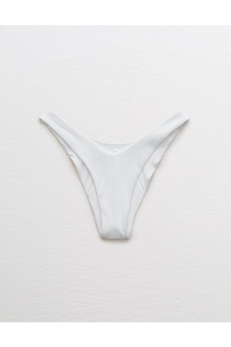 Aerie Ribbed Super High Cut Cheekiest Bikini Bottom Women's White S | American Eagle Outfitters (US & CA)