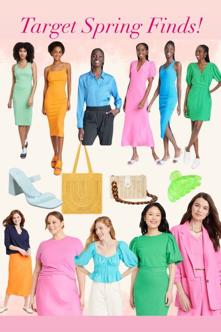 New Spring clothing and accessory finds from Target! Neon colors, dresses, blouses, blazer, straw bags, clear shoes, neon hair clip  

#LTKunder50 #LTKFind #LTKSeasonal