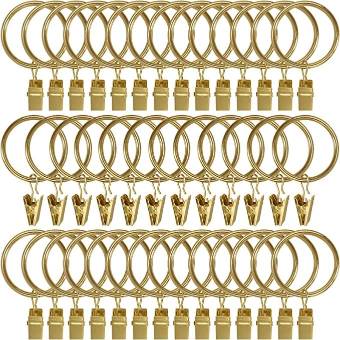 Amazon.com: AMZSEVEN 40 Pack Metal Curtain Rings with Clips, Drapery Clips Hooks, Decorative Curt... | Amazon (US)