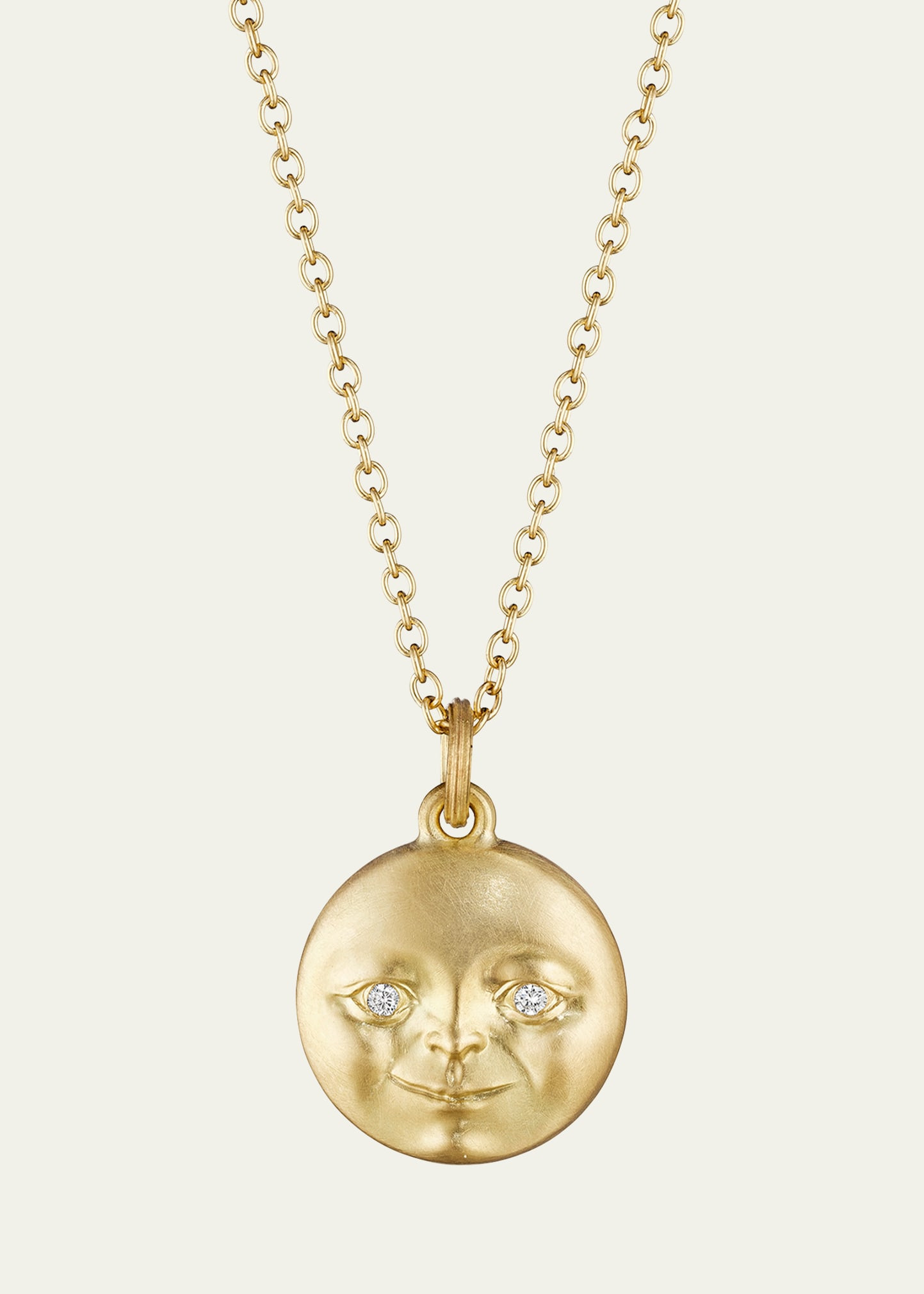 Moonface Pendant Necklace with Diamond Eyes in 18K Gold | Bergdorf Goodman