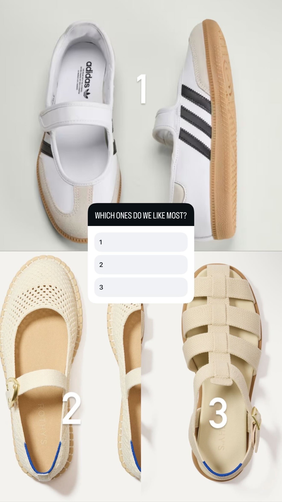 Which pair of spring / summer shoes would you choose? Adidas Mary Jane sambas or some Rothy’s?