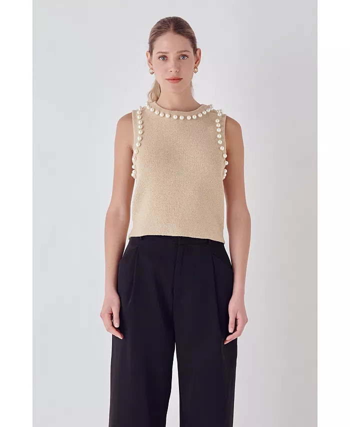 Women's Pearl Detail Knit Tank Top | Macy's