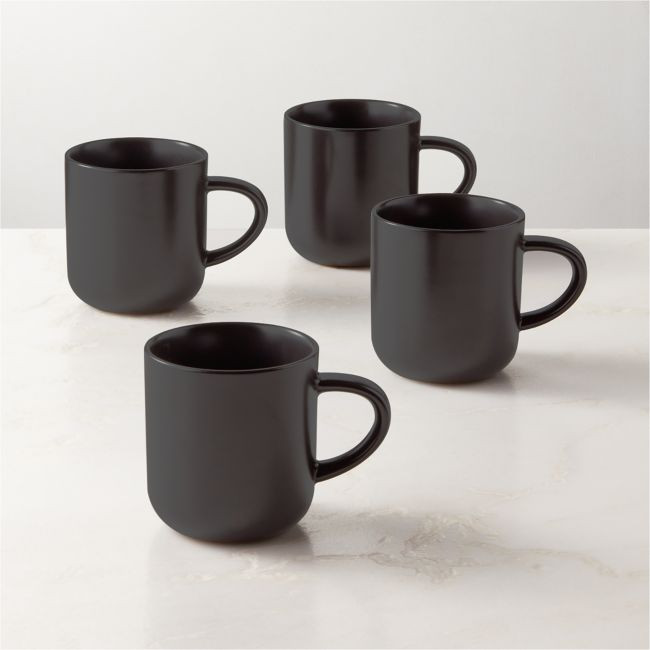 Mori Matte Black Mugs 16oz Set of 4 | CB2