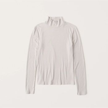 Long-Sleeve Slim Ribbed Mockneck Tee | Abercrombie & Fitch (US)