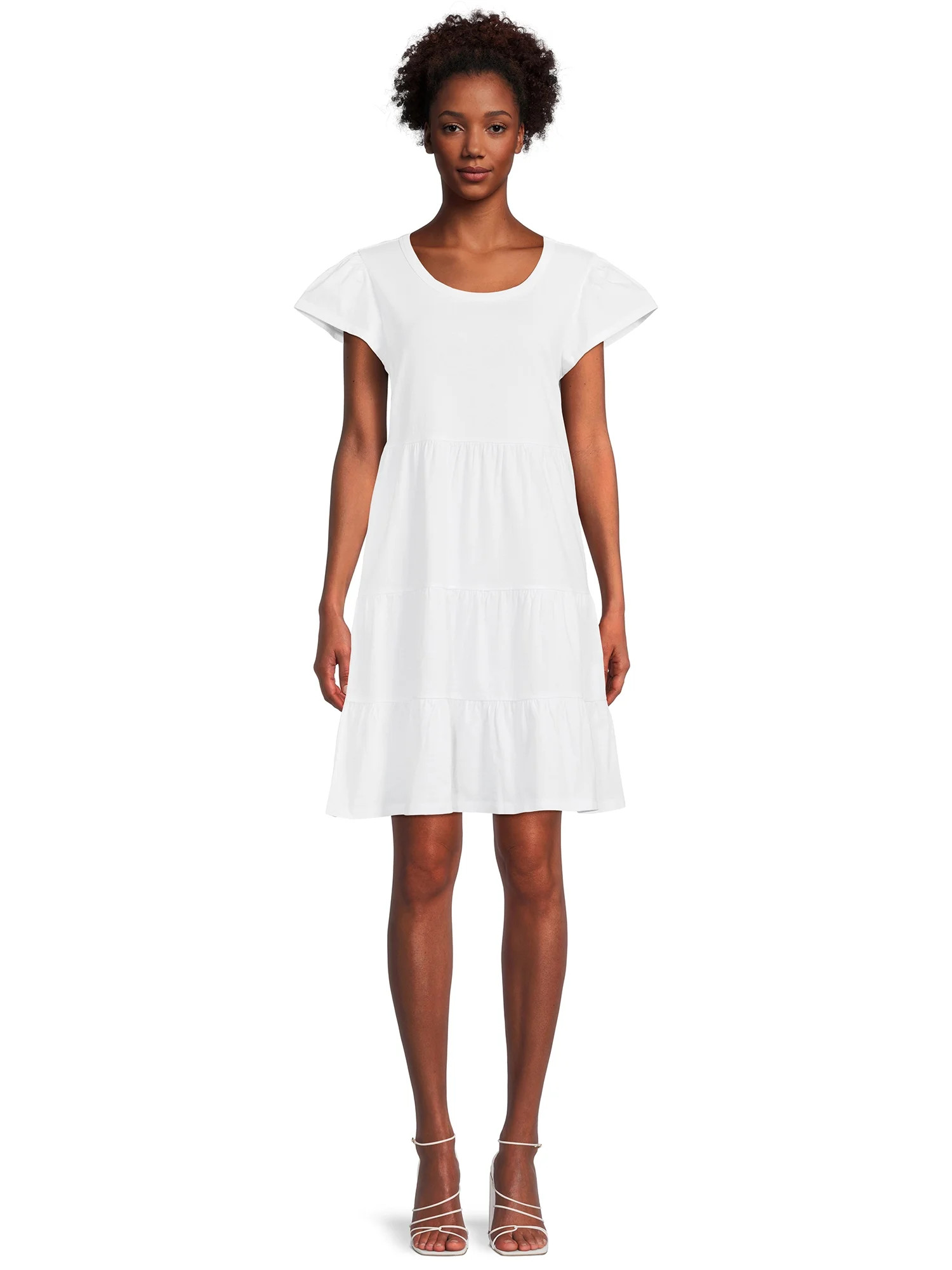 Time and Tru Women's Short Sleeve Tiered Knit Dress - Walmart.com | Walmart (US)