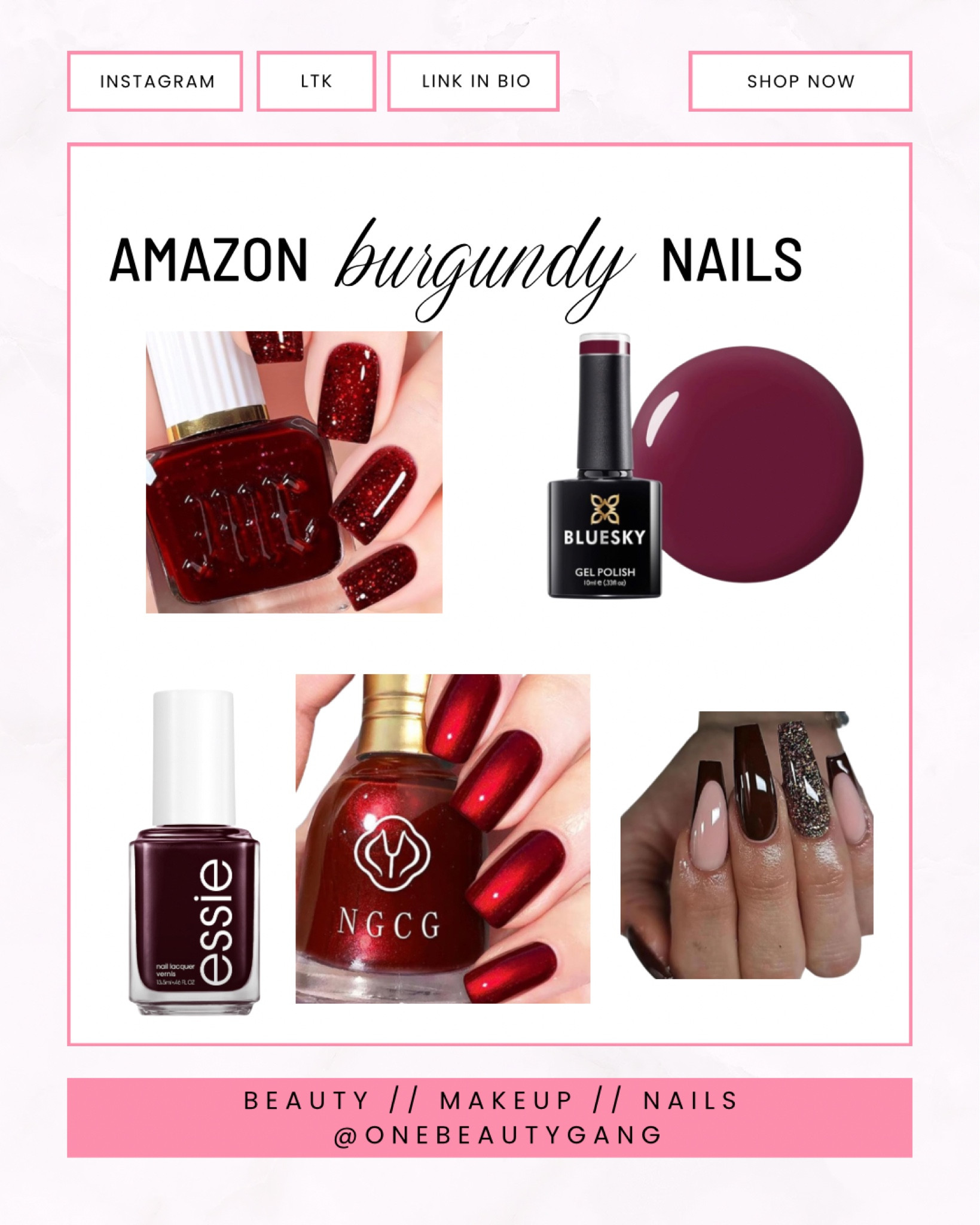 Embrace the elegance of burgundy with these stunning nail colours! Perfect for any occasion, shop the look via the link in bio or on the LTK Shop app 💅✨ 







#BurgundyNails #NailArt #BeautyEssentials #SeptemberNails #AutumnNails #FallNails #OneBeautyGang

#LTKbeauty #LTKuk #LTKautumn