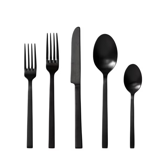 20pc Stainless Steel Viggo Silverware Set Black - Fortessa Tableware Solutions | Target