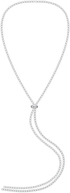 FAMARINE CZ Long Necklace, Rhinestone Bar Y Lariat Necklace Silver Tone for Women Birthday (Silve... | Amazon (US)