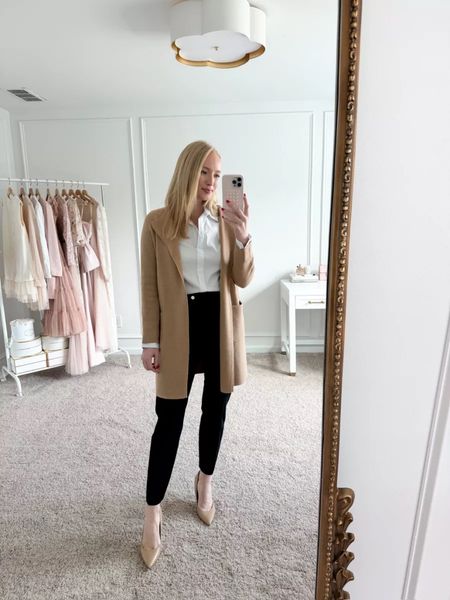 This is one of my go-to workwear looks! This Amazon knit cardigan pairs great with a white button down, skinny ankle pants and tan heels! This outfit is great for a cool spring day! Amazon Big Spring sale happening now! 

#LTKSeasonal #LTKworkwear #LTKstyletip