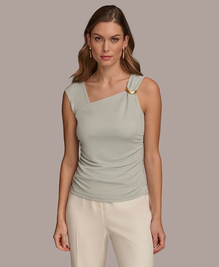 Donna Karan Women's Asymmetrical Neckline Sleeveless Top - Macy's | Macy's