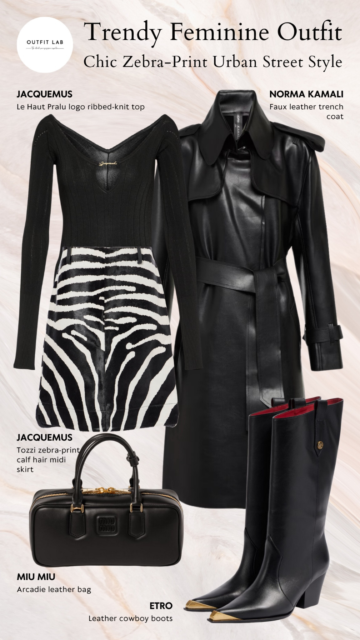 Chic Zebra-Print Urban Street Style: Trendy Feminine Outfit – Shop Now!

Turn heads with this chic urban street zebra-print style outfit. Featuring a bold Jacquemus skirt and top for a trendy, feminine look, paired with stylish Etro boots. Layer with a statement Norma Kamali trench coat and complete the ensemble with a sleek Miu Miu bag. Perfect for making a fashion statement in the city, this outfit is a must-have for your street style collection. Shop now to elevate your wardrobe!

#LTKItBag #LTKStyleTip #LTKSeasonal