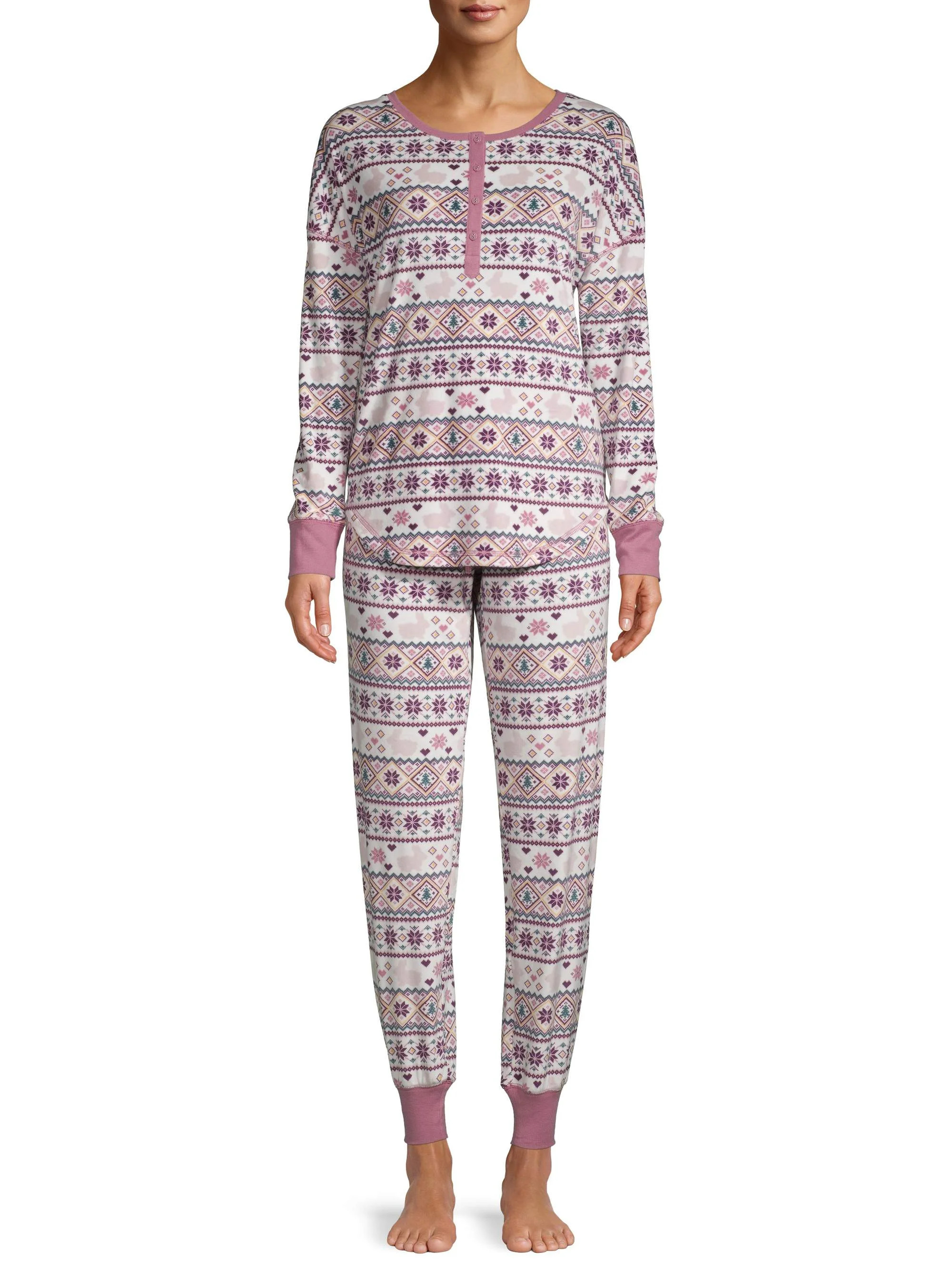 Secret Treasures Women's and Women's Plus 2-piece Velour Top and Jogger Sleep Set | Walmart (US)