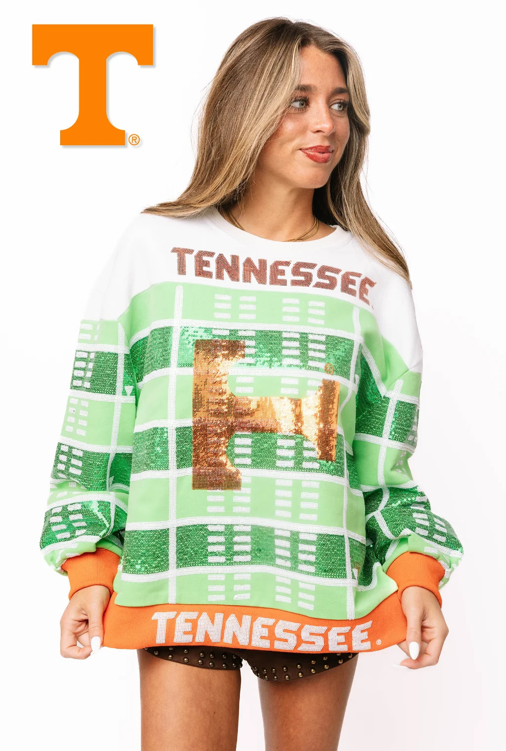 Licensed Sample Tennessee Colorblock Football Field Sweatshirt | Queen of Sparkles