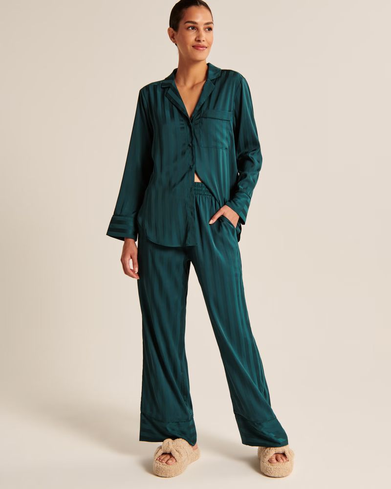 Women's Satin Jacquard Sleep Button-Down | Women's Intimates & Sleepwear | Abercrombie.com | Abercrombie & Fitch (US)