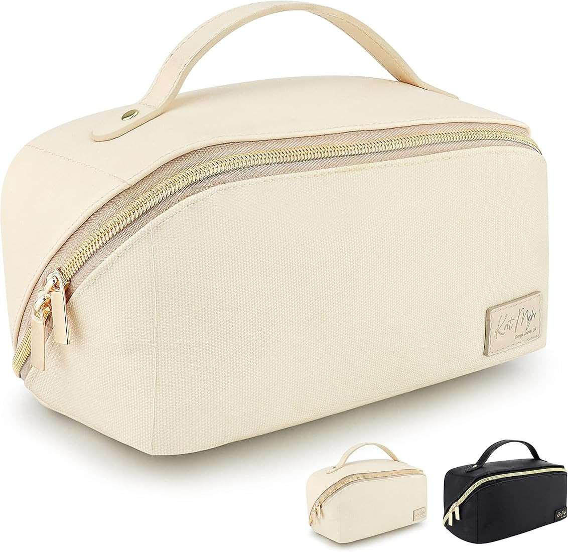 Kat Myhr Large Capacity Travel Cosmetic Bag - Waterproof Travel Makeup Bag Organizer - Cosmetics ... | Amazon (US)