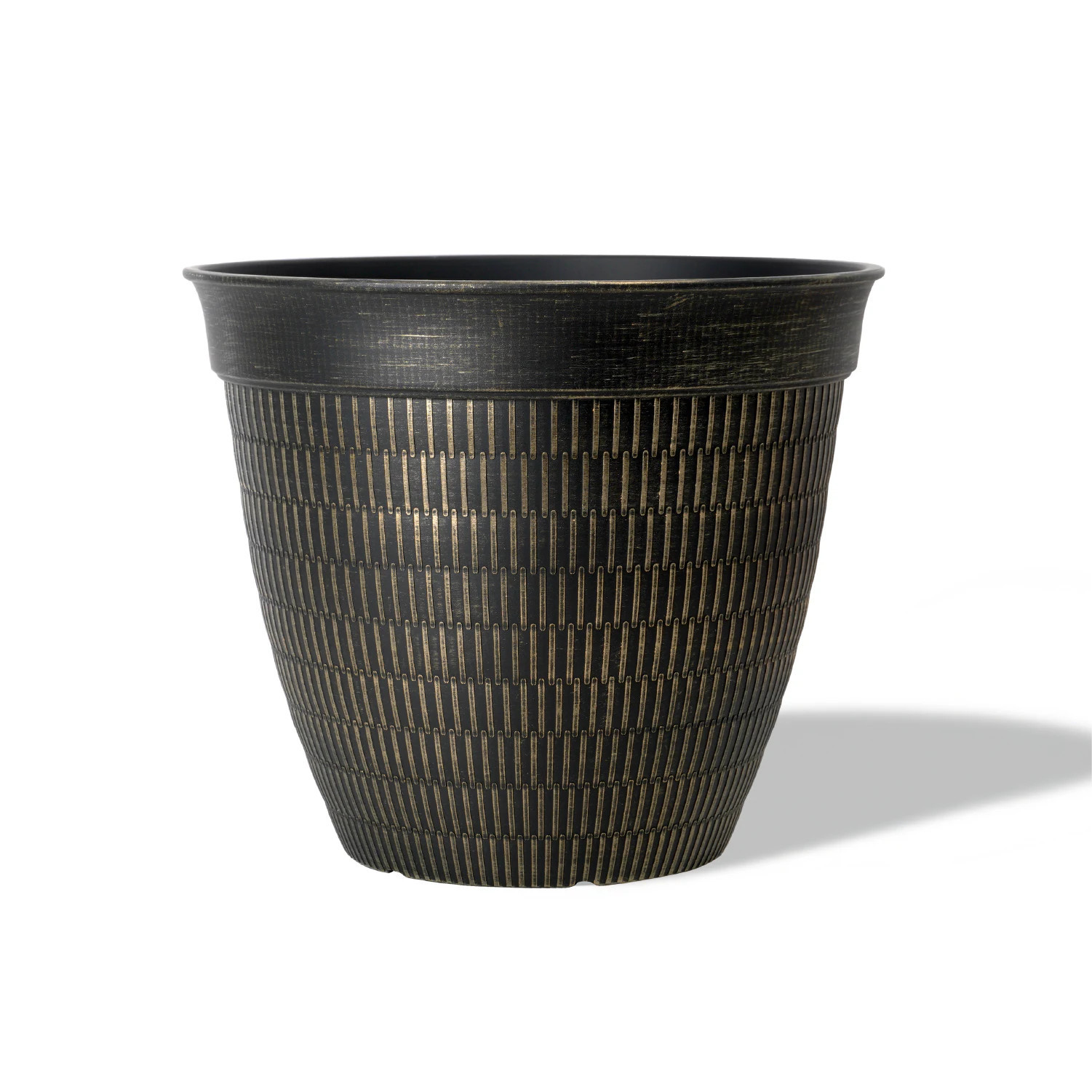 Style Selections Round 11.26-in W x 11.26-in L Bronze Recycled plastic Indoor/Outdoor Planter Large | DP2138P | Lowe's