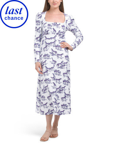 Long Sleeve Toile Print Maxi Dress | Casual Dresses  | Marshalls | Marshalls