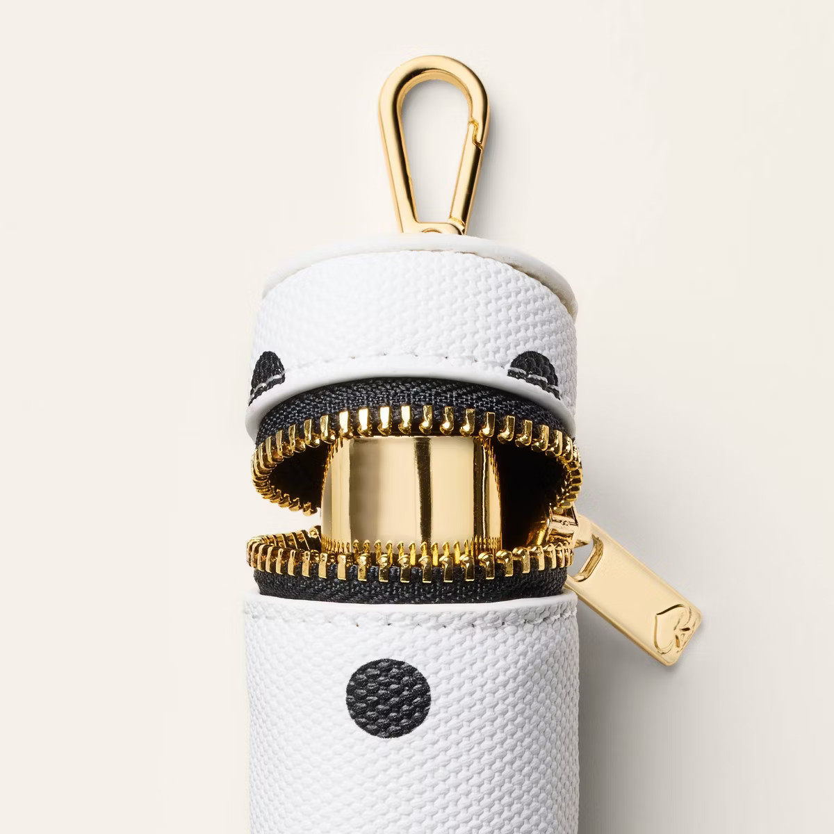 Canvas Polka Dot Lipstick Bag Charm Keychain - kate spade new york x Target™ White/Black | Target