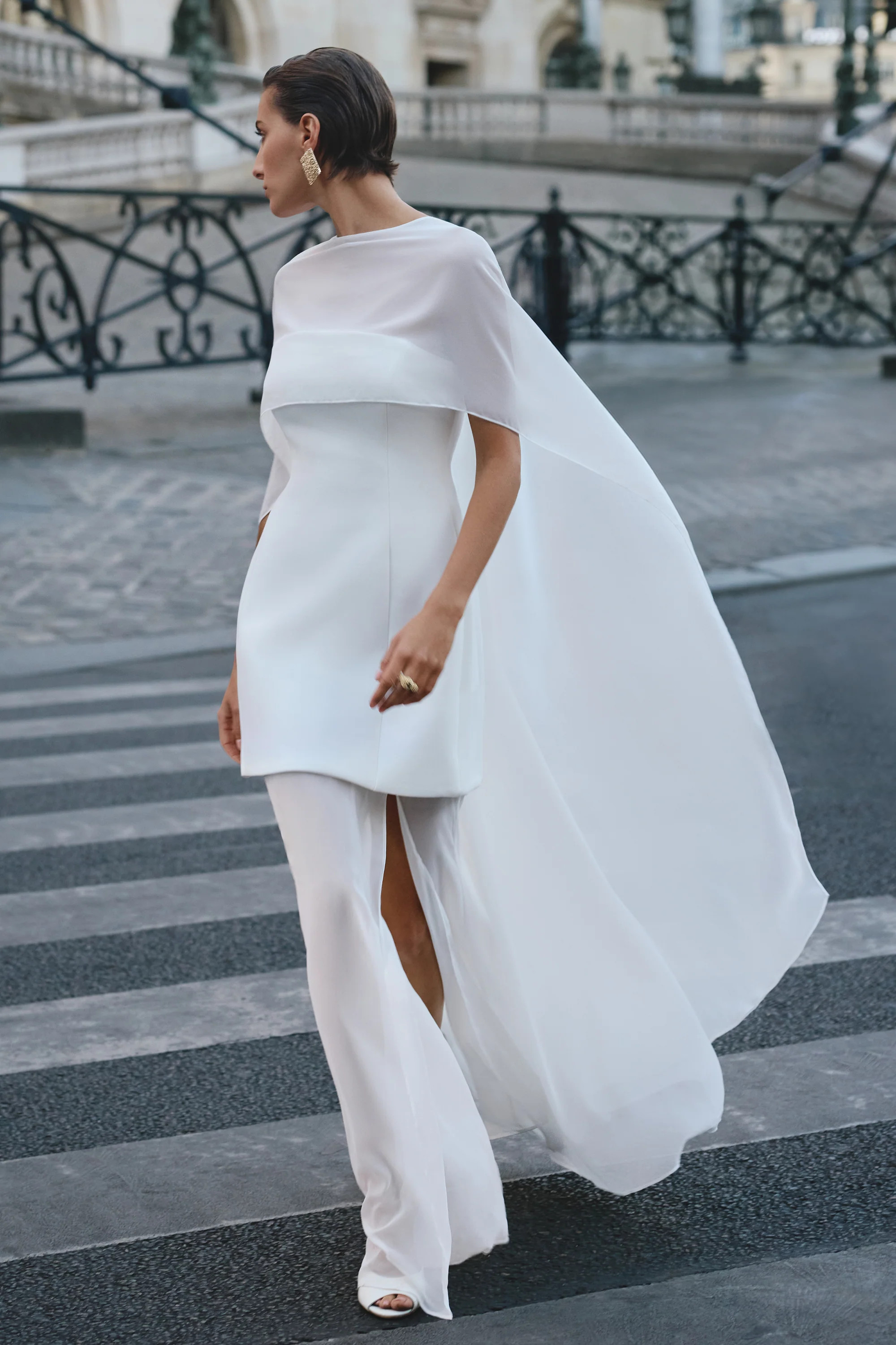 Chessa | White Scuba Boat Neck Short Sleeve Maxi Dress With Sheer Skir | Club L London