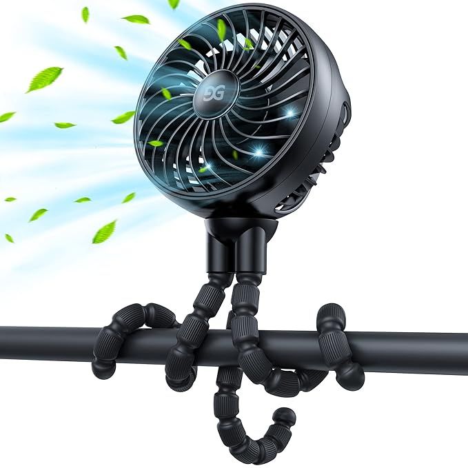 GUSGU Stroller Fan Clip on for Baby, Flexible Tripod & Rechargeable Battery, Small Personal Fan, ... | Amazon (US)