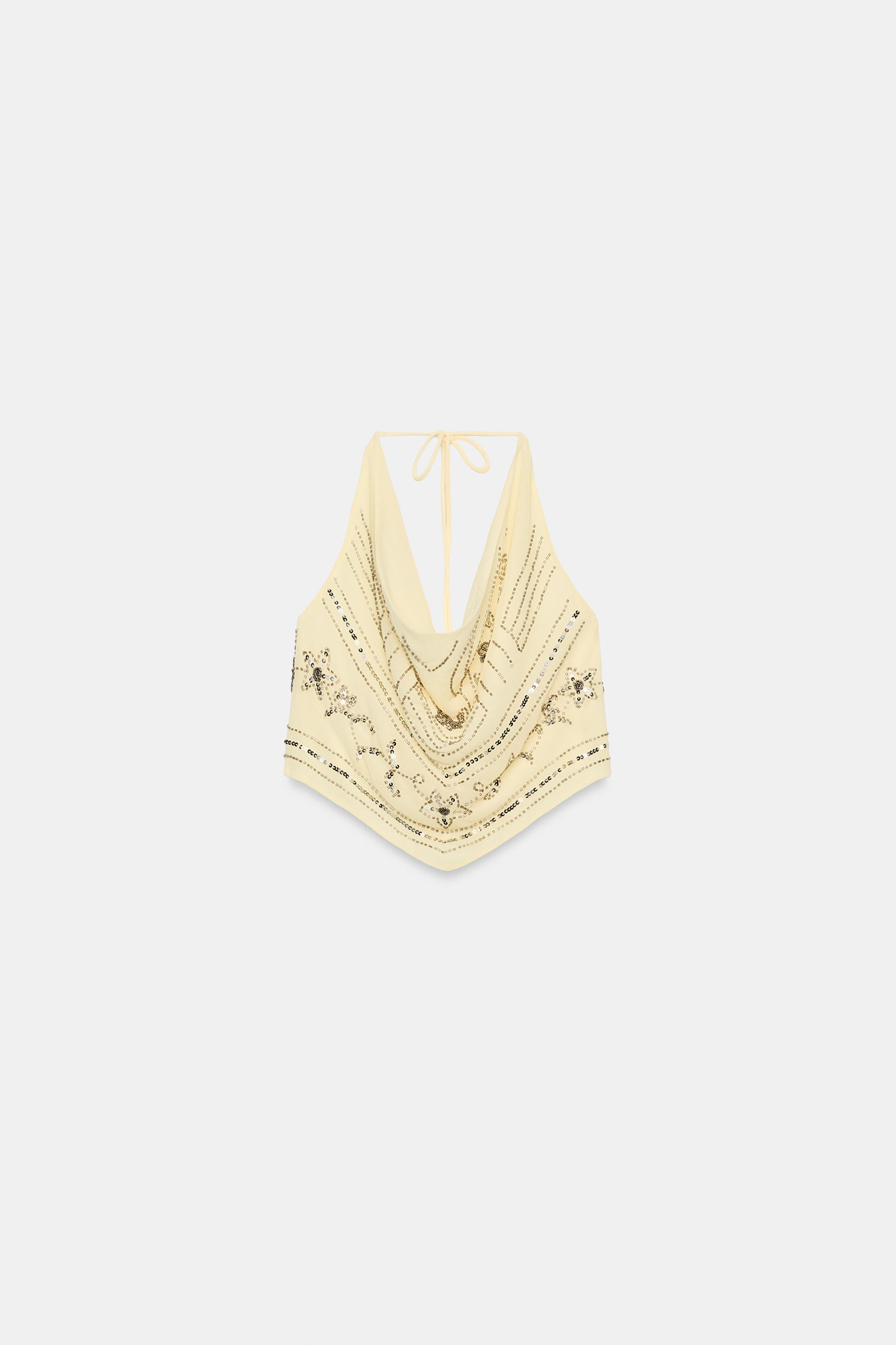 BEADED HALTER NECK TOP | Zara UK