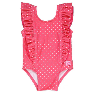 RuffleButts Toddler Girls Waterfall One Piece Swimsuit - Hot Pink Hearts, Size: 2T | Target