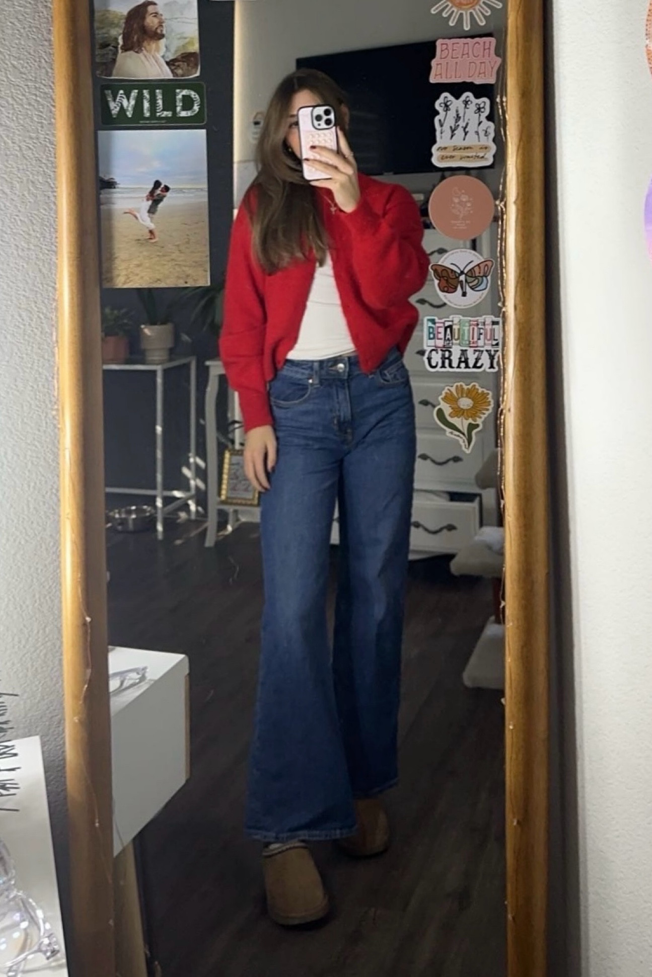 red cardigan is from white fox but it doesn’t allow me to add it on here. I added a dupe from amazon! 