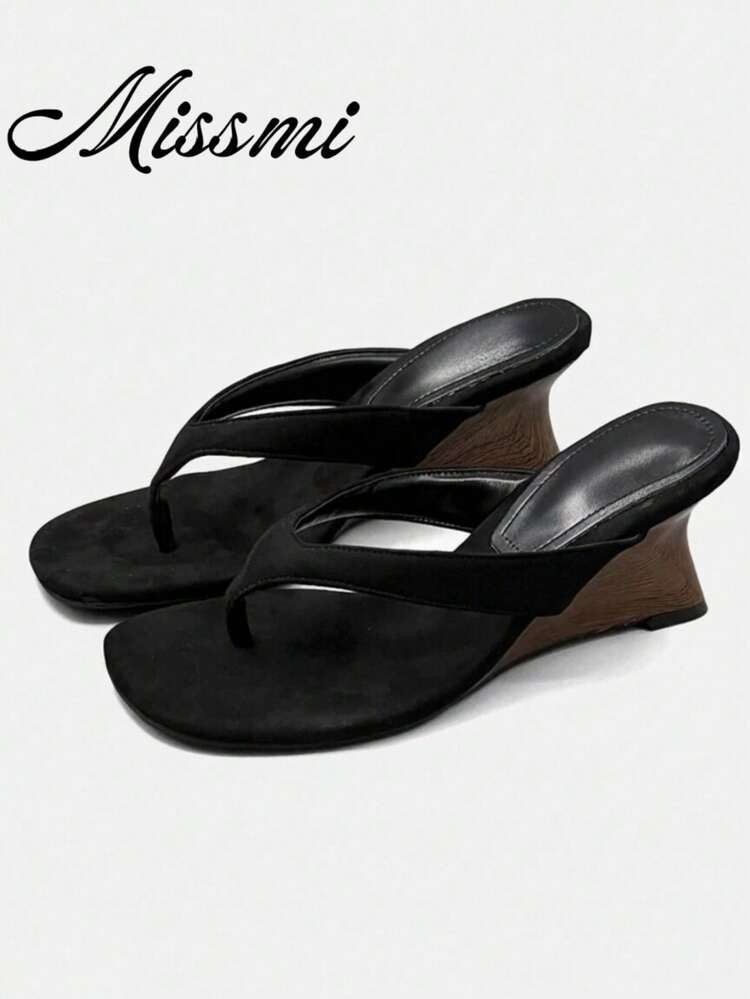 Summer New Wedge Heel Flip Flops, 8cm High Heel Casual Thong Sandals For Women | SHEIN