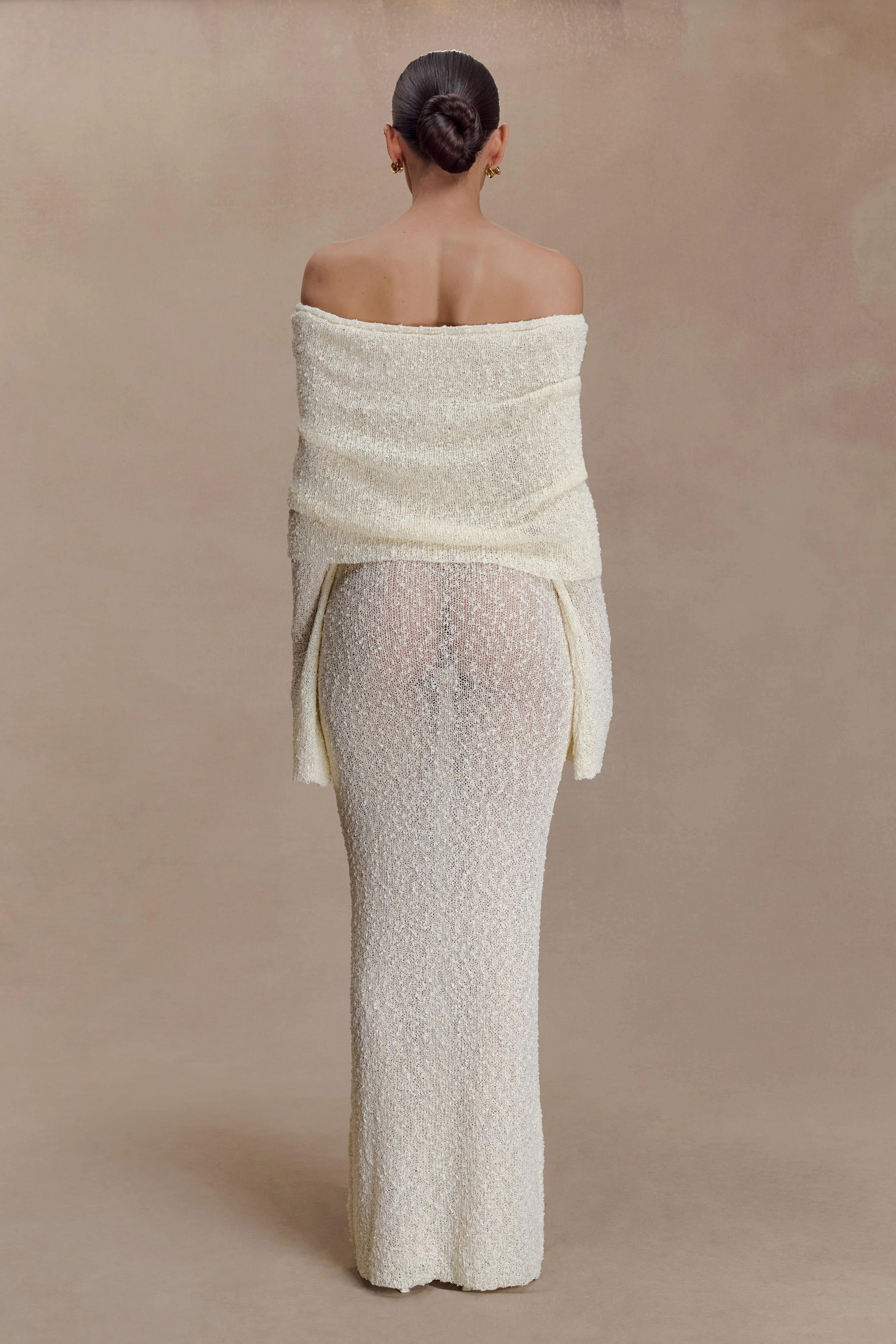 Irene Irene Gathered Knit Maxi Skirt - Ivory | MESHKI US