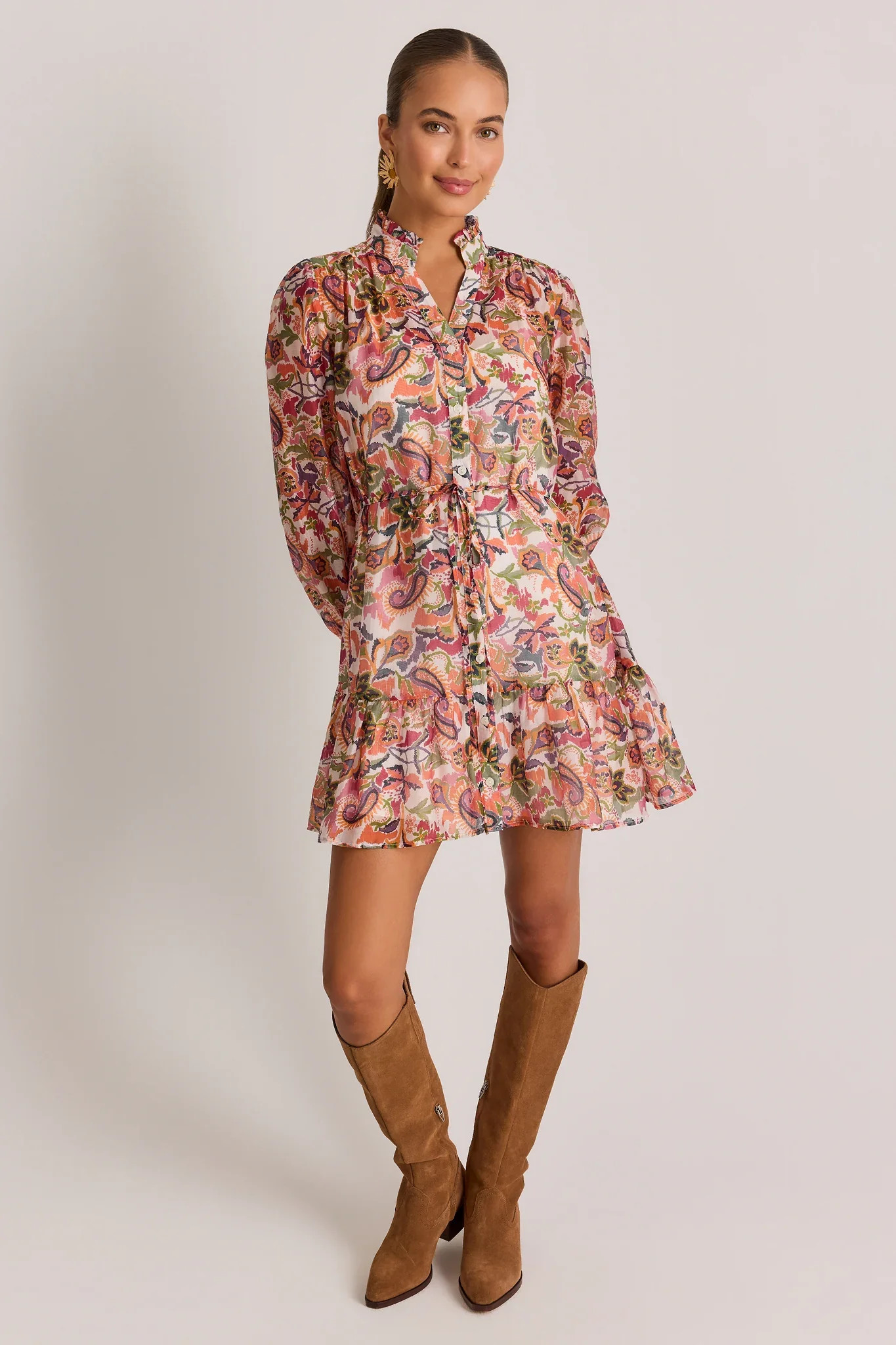 Multi Paisley Print Short Dress | Avara
