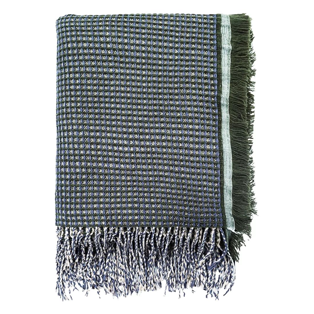 Fennco Style Classic Waffle Weave Knit Throw Blanket with Fringe 52 x 67 Inch - Jasper Green - Wa... | Walmart (US)