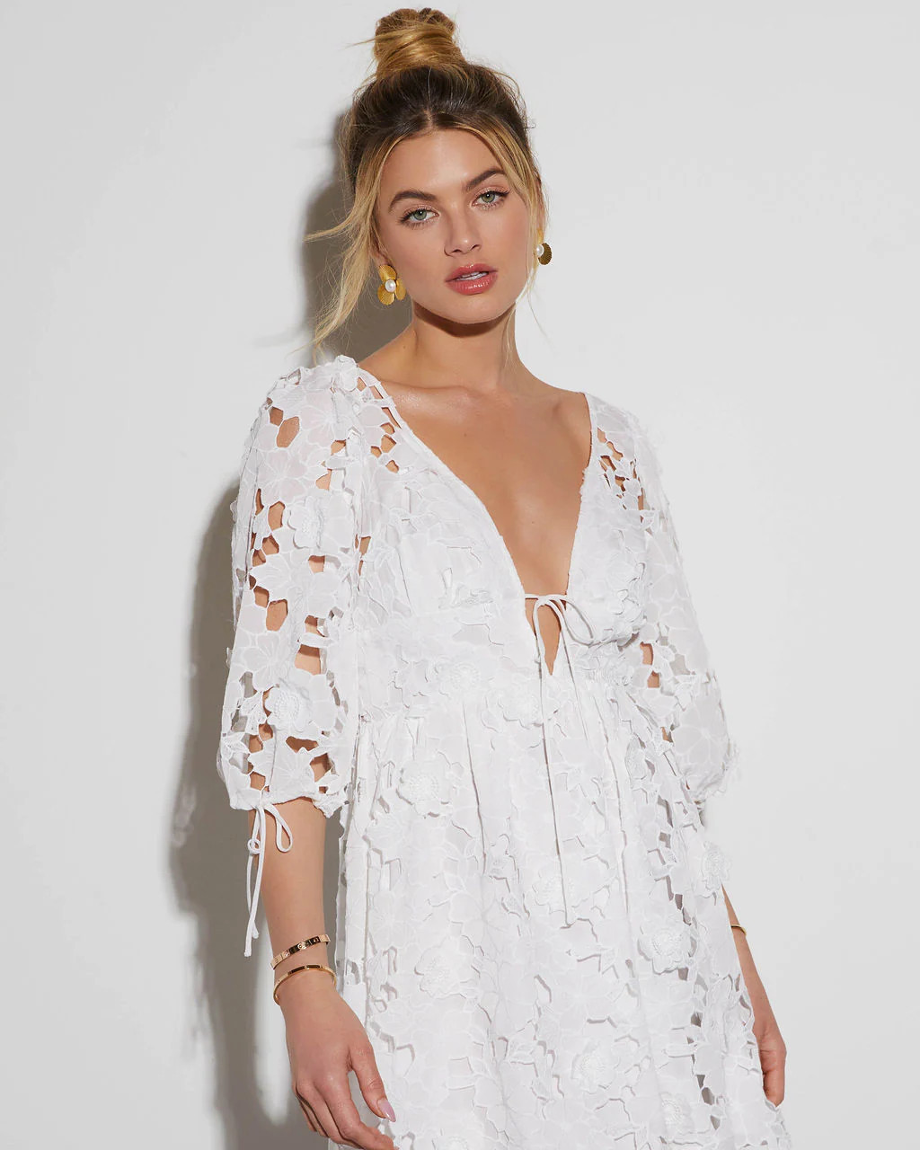 Paulette Floral Crochet Lace Mini Dress | VICI