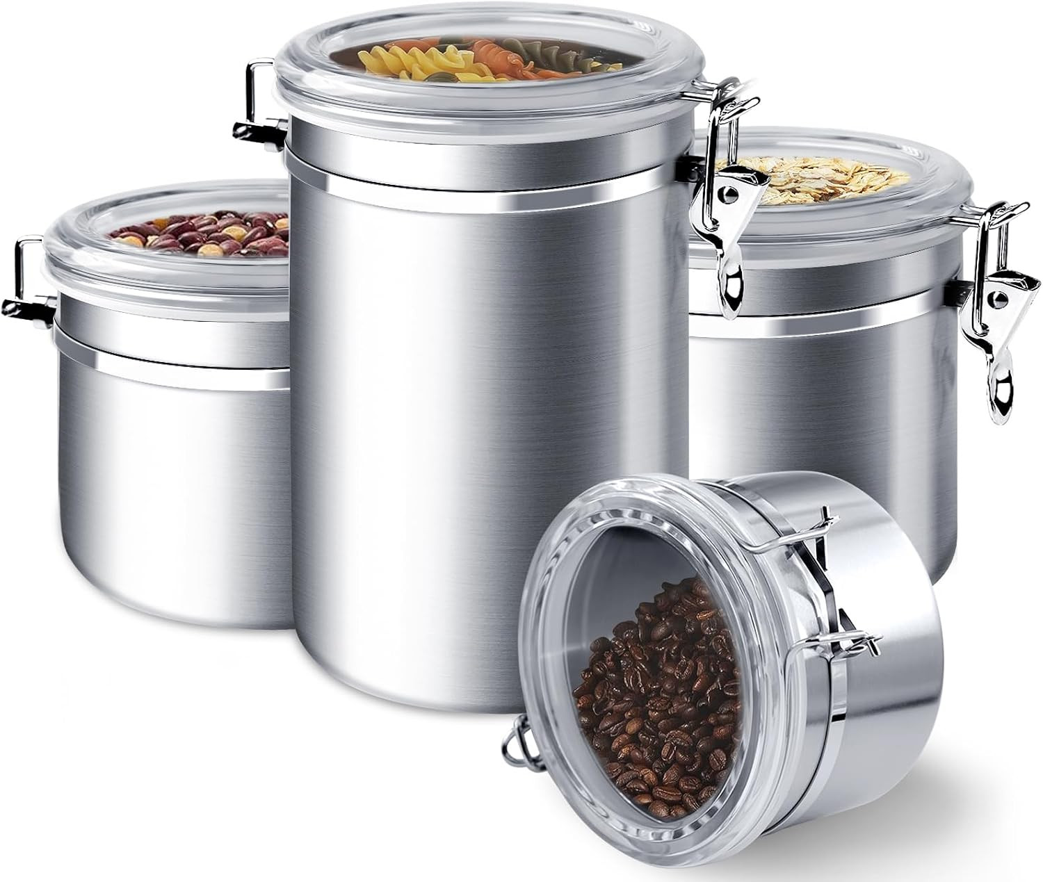 ENLOY 4-Piece Stainless Steel Airtight Food Storage Canister Set with Lid | Amazon (US)