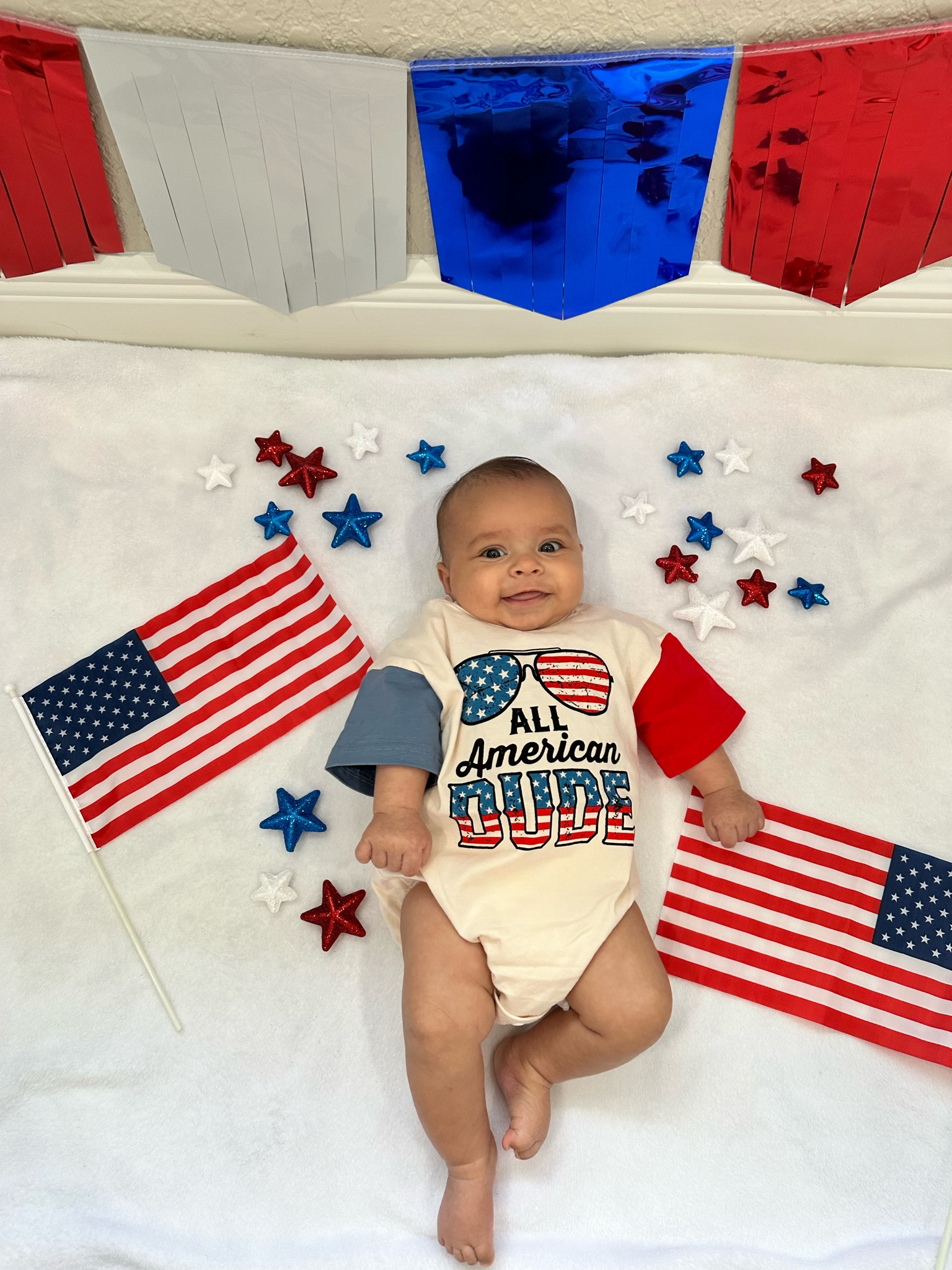 Baby 4th of July Bubble Romper, Personalized Bubble Romper