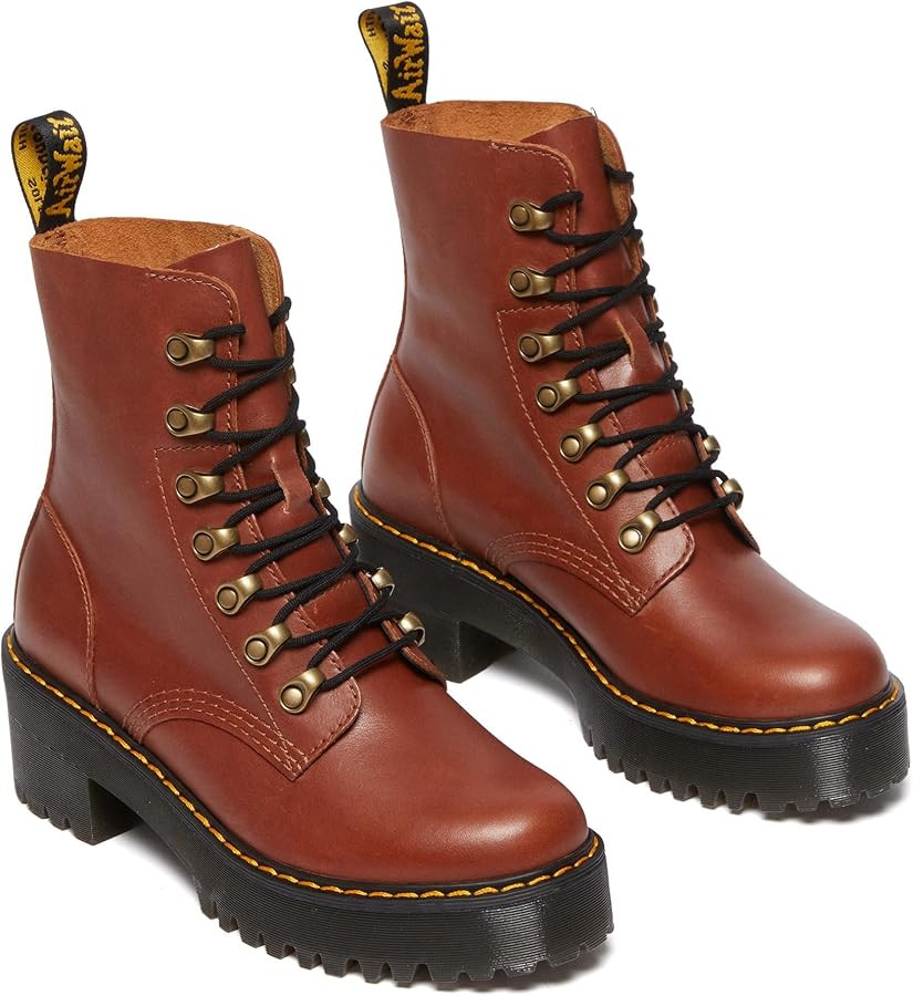 Dr. Martens Women's Leona Leather Heeled Boot Fashion | Amazon (US)