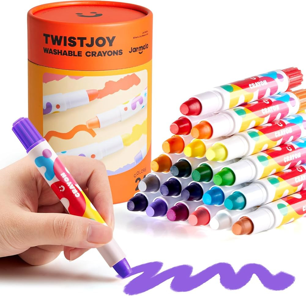 Jar Melo Jumbo Crayons for Toddlers, 24 Colors TwistJoy Non Toxic Washable Crayon, Easy to Hold L... | Amazon (US)