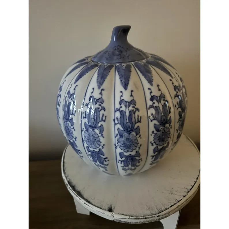 Large VTG Chinese Porcelain Blue & White Melon Jar with Reign Marks | Etsy (Global)