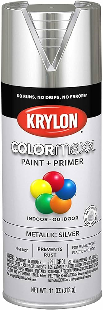 Krylon K05590007 COLORmaxx Spray Paint and Primer for Indoor/Outdoor Use, Metallic Silver 11 Ounc... | Amazon (US)