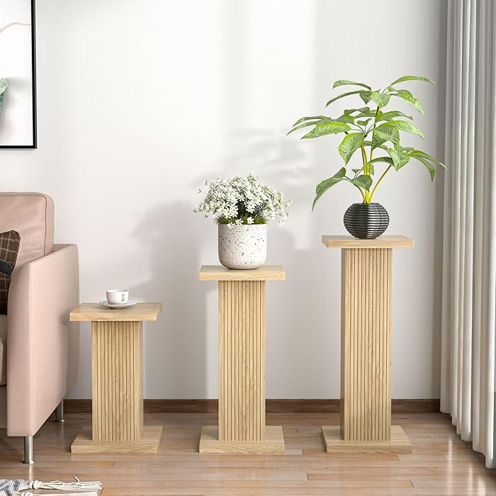 Tall Plant Stand for Indoor Outdoor,set of 3 Corner Plant Stand for Multiple Plants,Wood Pedestal... | Amazon (US)