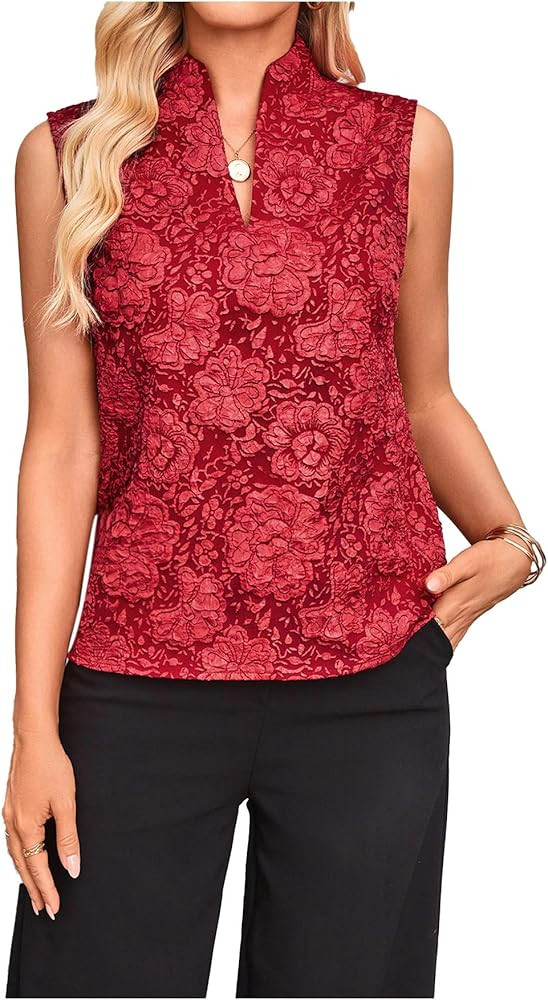 SOLY HUX Women's Work Outfits V Neck Sleeveless Blouses Summer Casual Tank Tops Business Office D... | Amazon (US)