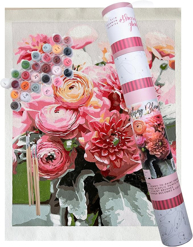 Pink Picasso Botanical Paint by Number Kit for Adults & Teens, 16x20 Canvas DIY Acrylic Painting ... | Amazon (US)
