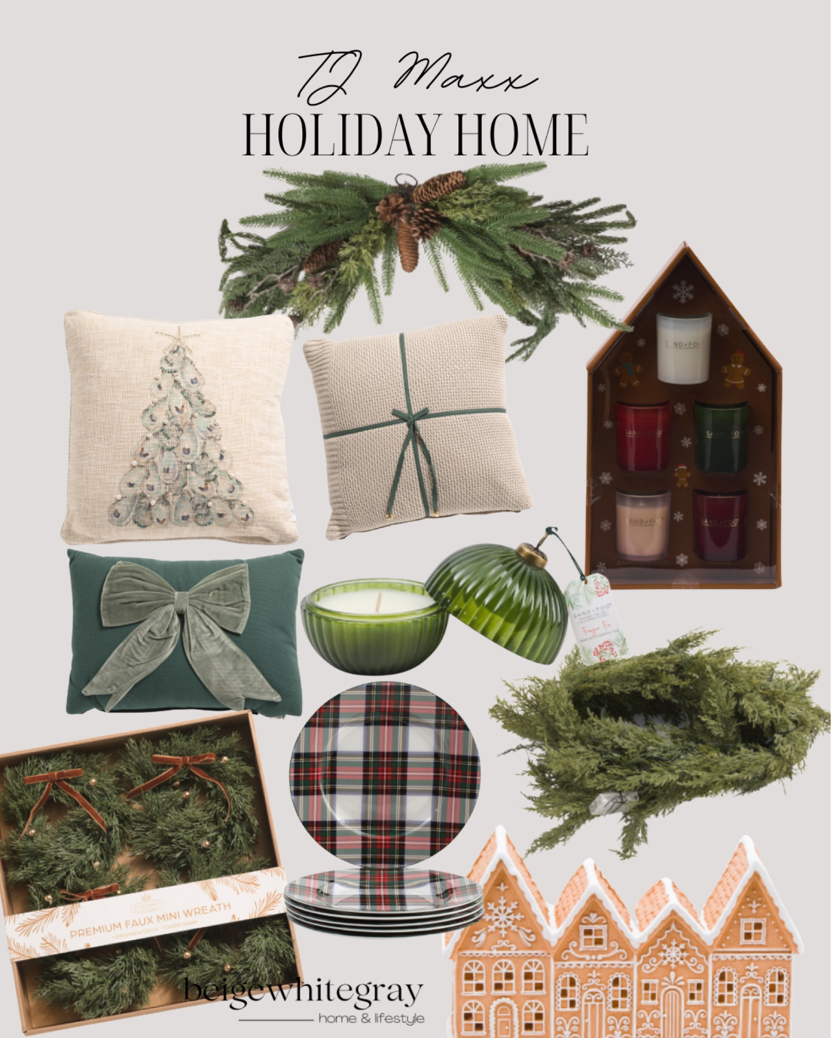 Tj Maxx home decor
For the holidays. Loving the real touch swag, candle set for a gift, ornament candle and garland and of course the gingerbread houses!! Check out these cute throw pillows too! Designer look for less! 

#LTKStyleTip #LTKHoliday #LTKHome